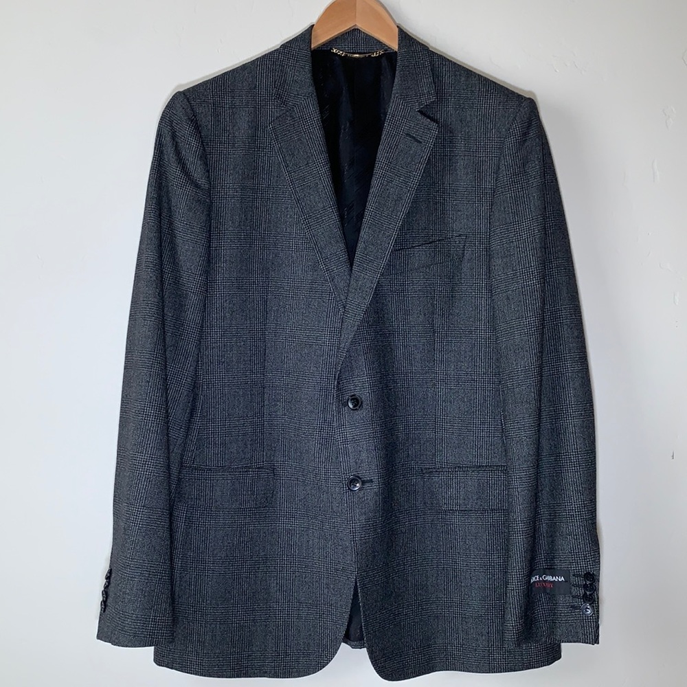 New Dolce and Gabbana Dark Grey Mens Suit with Unhemmed Trouser.